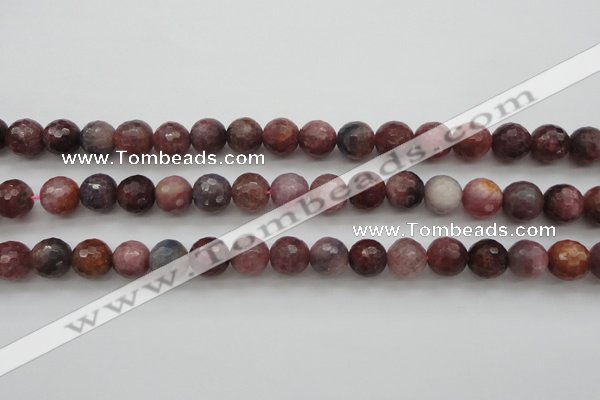 CRZ852 15.5 inches 8mm faceted round natural ruby gemstone beads