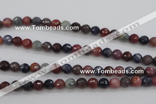 CRZ882 15.5 inches 8mm faceted round natural ruby sapphire beads