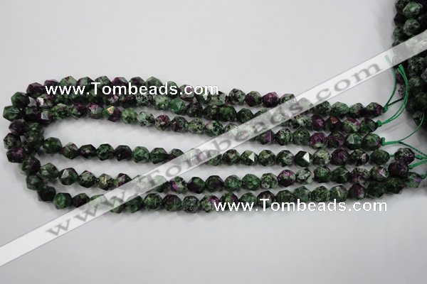 CRZ902 15.5 inches 8mm faceted nuggets Chinese ruby zoisite beads