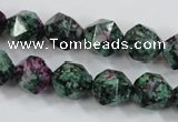 CRZ903 15.5 inches 10mm faceted nuggets Chinese ruby zoisite beads