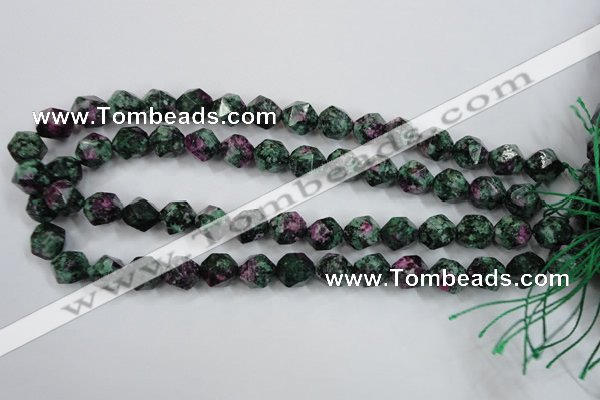 CRZ903 15.5 inches 10mm faceted nuggets Chinese ruby zoisite beads