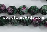 CRZ904 15.5 inches 12mm faceted nuggets Chinese ruby zoisite beads