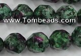 CRZ905 15.5 inches 14mm faceted nuggets Chinese ruby zoisite beads