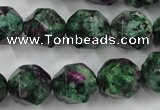 CRZ905 15.5 inches 14mm faceted nuggets Chinese ruby zoisite beads