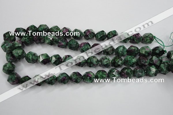 CRZ905 15.5 inches 14mm faceted nuggets Chinese ruby zoisite beads