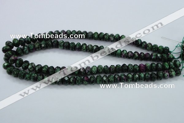 CRZ911 15.5 inches 6*10mm faceted rondelle Chinese ruby zoisite beads