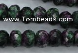 CRZ913 15.5 inches 10*14mm faceted rondelle Chinese ruby zoisite beads