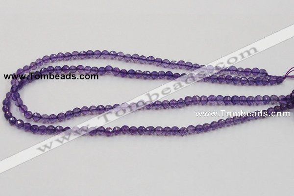 CSA12 15.5 inches 4mm faceted round synthetic amethyst beads