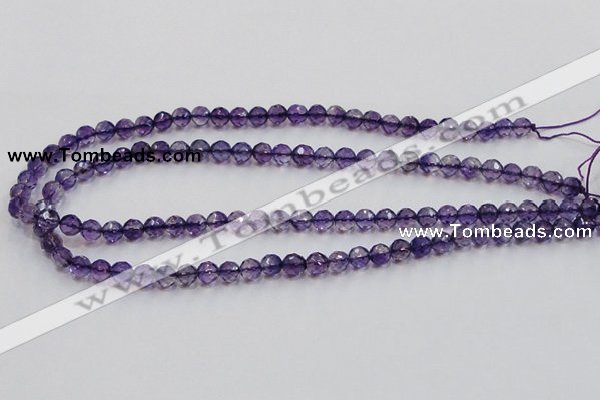 CSA15 15.5 inches 7mm faceted round synthetic amethyst beads