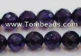 CSA18 15.5 inches 12mm faceted round synthetic amethyst beads