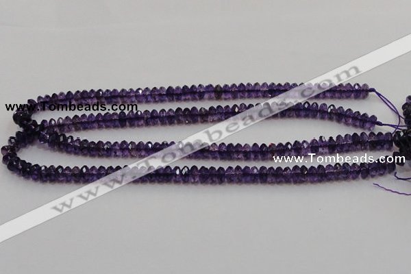 CSA19 15.5 inches 5*8mm faceted rondelle synthetic amethyst beads