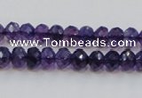 CSA20 15.5 inches 6*8mm faceted rondelle synthetic amethyst beads