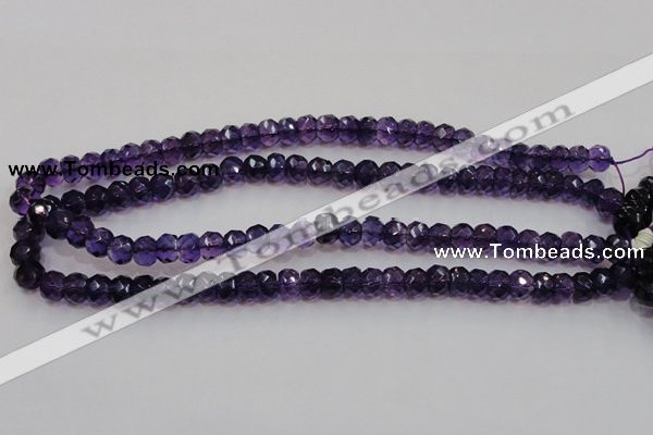 CSA21 15.5 inches 6*10mm faceted rondelle synthetic amethyst beads