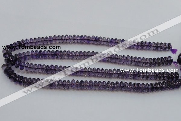 CSA23 15.5 inches 5*10mm faceted rondelle synthetic amethyst beads