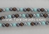 CSB1000 15.5 inches 4mm round mixed color shell pearl beads