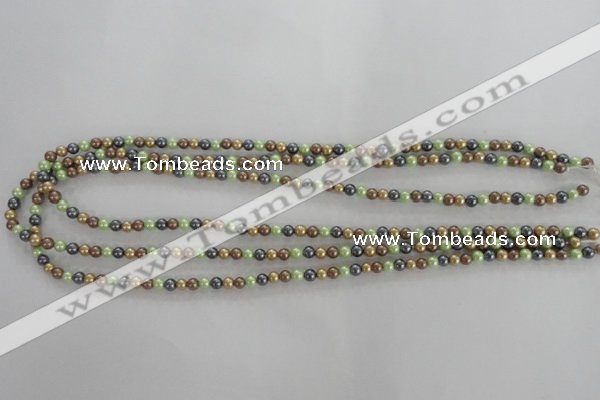 CSB1001 15.5 inches 4mm round mixed color shell pearl beads