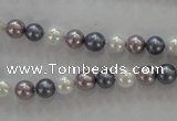 CSB1010 15.5 inches 6mm round mixed color shell pearl beads