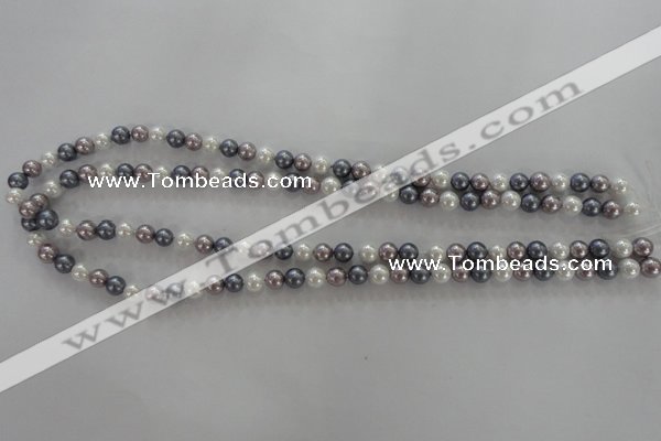 CSB1010 15.5 inches 6mm round mixed color shell pearl beads