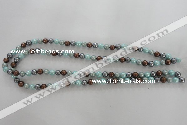 CSB1013 15.5 inches 6mm round mixed color shell pearl beads