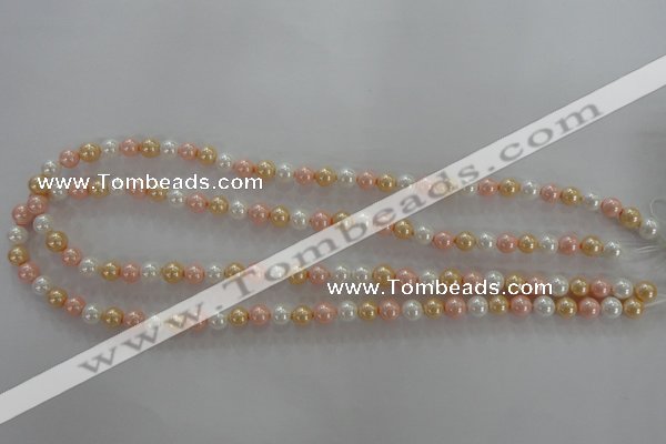 CSB1014 15.5 inches 6mm round mixed color shell pearl beads