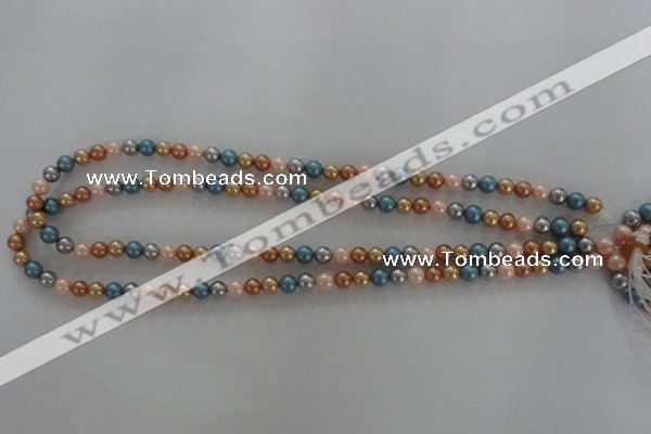 CSB1015 15.5 inches 6mm round mixed color shell pearl beads