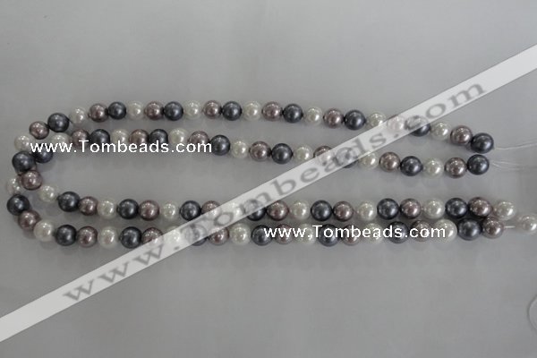 CSB1030 15.5 inches 8mm round mixed color shell pearl beads