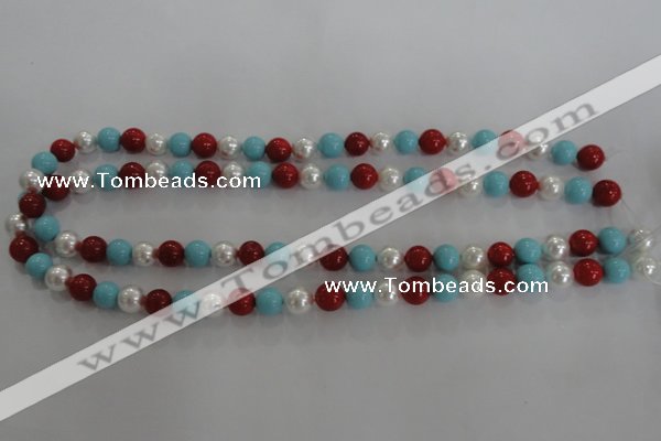 CSB1033 15.5 inches 8mm round mixed color shell pearl beads