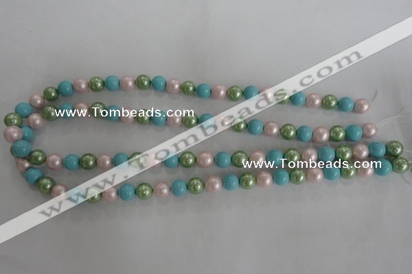 CSB1034 15.5 inches 8mm round mixed color shell pearl beads