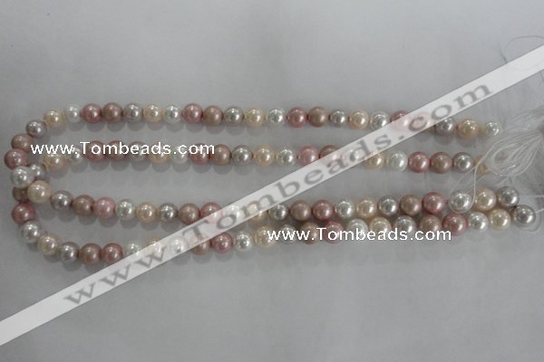 CSB1035 15.5 inches 8mm round mixed color shell pearl beads