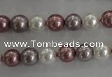 CSB1036 15.5 inches 8mm round mixed color shell pearl beads