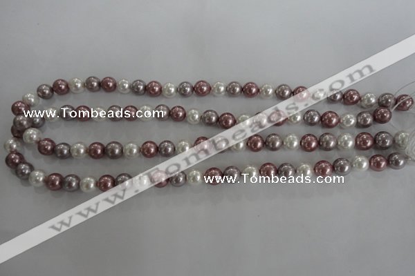 CSB1036 15.5 inches 8mm round mixed color shell pearl beads