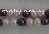 CSB1037 15.5 inches 8mm round mixed color shell pearl beads