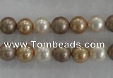 CSB1040 15.5 inches 8mm round mixed color shell pearl beads