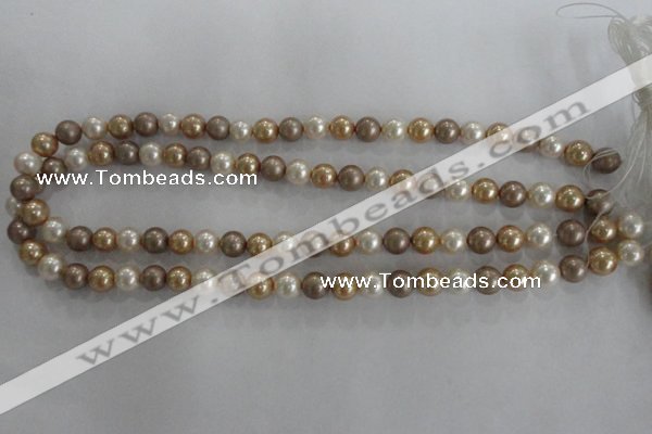 CSB1040 15.5 inches 8mm round mixed color shell pearl beads