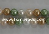 CSB1043 15.5 inches 8mm round mixed color shell pearl beads