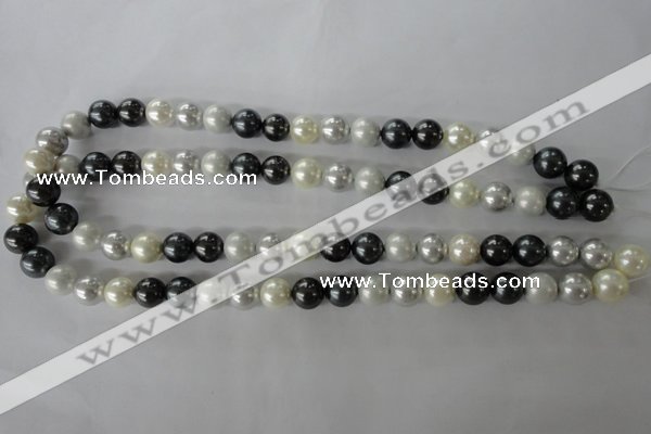 CSB1051 15.5 inches 10mm round mixed color shell pearl beads