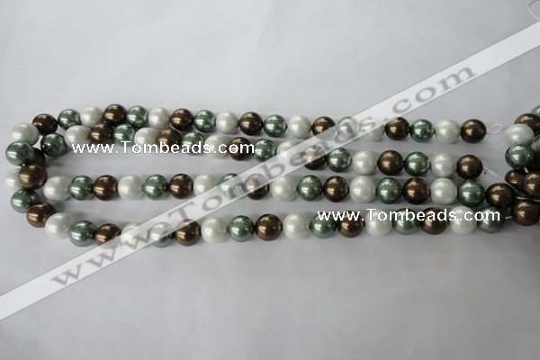 CSB1053 15.5 inches 10mm round mixed color shell pearl beads