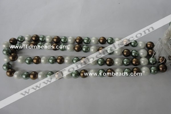 CSB1055 15.5 inches 10mm round mixed color shell pearl beads
