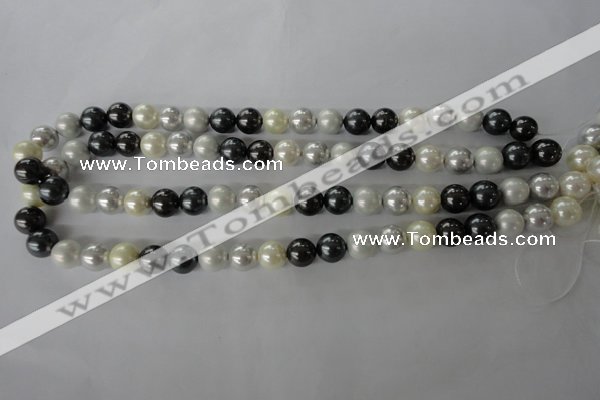 CSB1056 15.5 inches 10mm round mixed color shell pearl beads