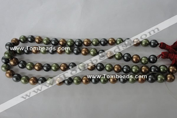 CSB1057 15.5 inches 10mm round mixed color shell pearl beads