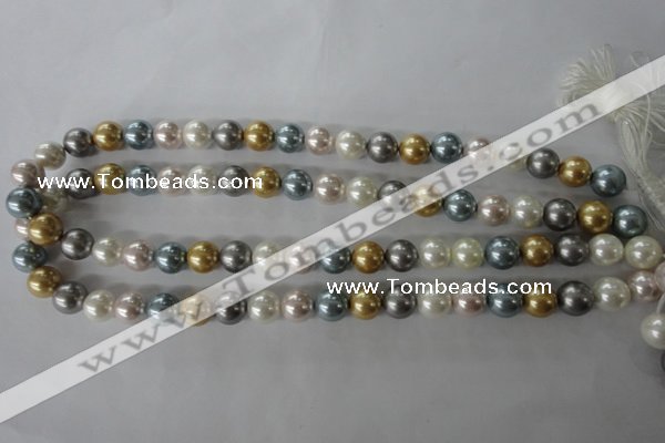 CSB1058 15.5 inches 10mm round mixed color shell pearl beads