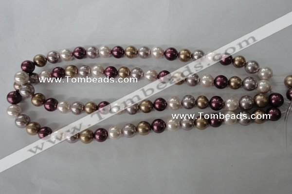 CSB1059 15.5 inches 10mm round mixed color shell pearl beads