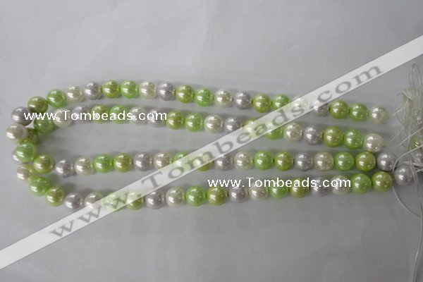 CSB1061 15.5 inches 10mm round mixed color shell pearl beads