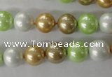 CSB1062 15.5 inches 10mm round mixed color shell pearl beads