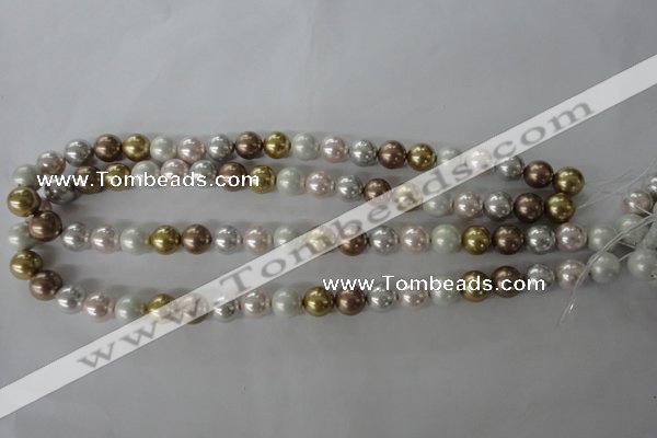 CSB1064 15.5 inches 10mm round mixed color shell pearl beads