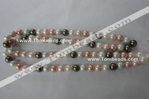 CSB1065 15.5 inches 10mm round mixed color shell pearl beads