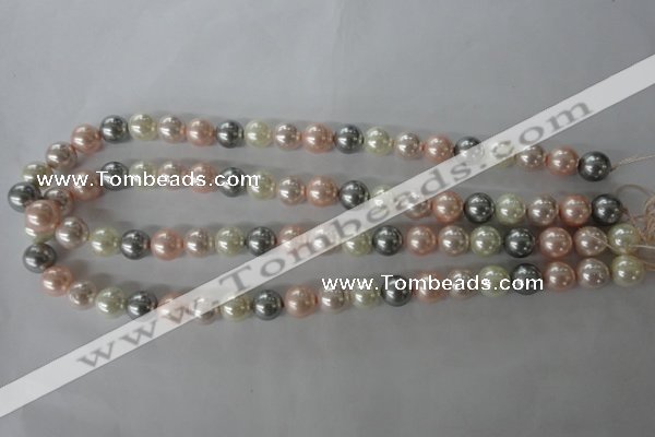 CSB1066 15.5 inches 10mm round mixed color shell pearl beads