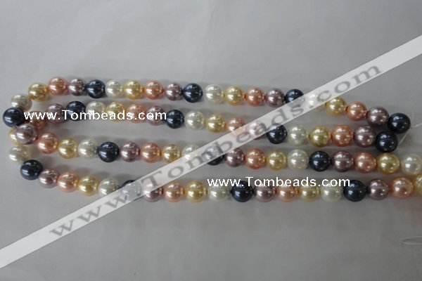 CSB1067 15.5 inches 10mm round mixed color shell pearl beads