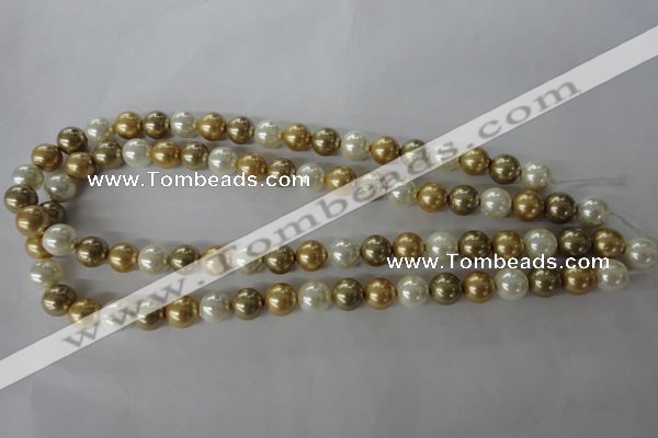 CSB1068 15.5 inches 10mm round mixed color shell pearl beads