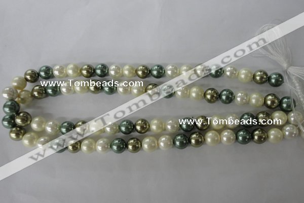 CSB1070 15.5 inches 10mm round mixed color shell pearl beads